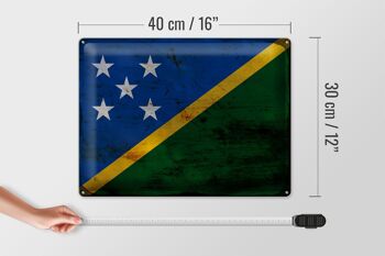 Signe en étain drapeau des îles Salomon 40x30cm îles Salomon rouille 4