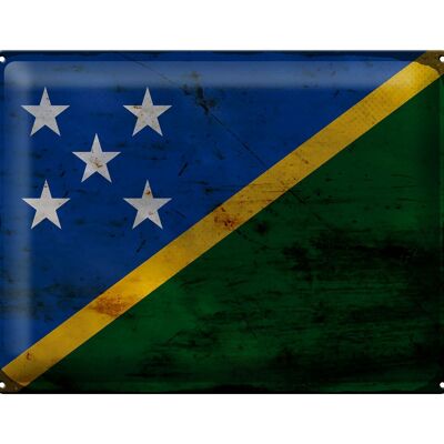 Cartel de chapa Bandera de las Islas Salomón 40x30cm Óxido de las Islas Salomón