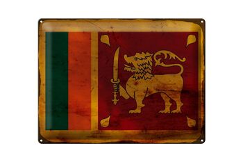 Signe en étain drapeau Sri Lanka 40x30cm drapeau Sri Lanka rouille 1
