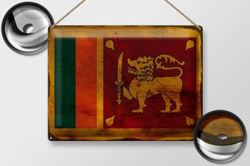 Signe en étain drapeau Sri Lanka 40x30cm drapeau Sri Lanka rouille 2
