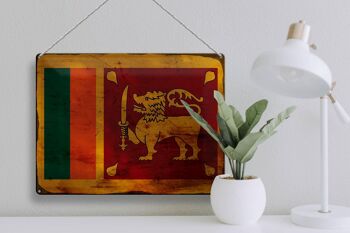 Signe en étain drapeau Sri Lanka 40x30cm drapeau Sri Lanka rouille 3