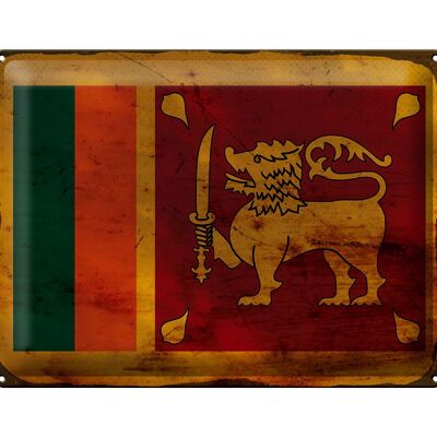 Cartel de chapa Bandera de Sri Lanka 40x30cm Bandera de Sri Lanka Óxido