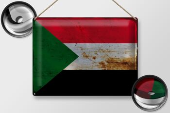 Signe en étain drapeau Soudan 40x30cm drapeau du Soudan rouille 2