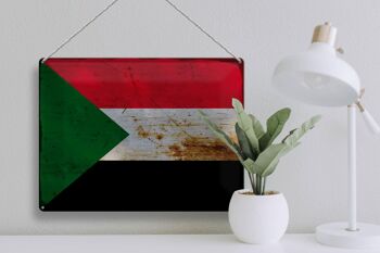 Signe en étain drapeau Soudan 40x30cm drapeau du Soudan rouille 3