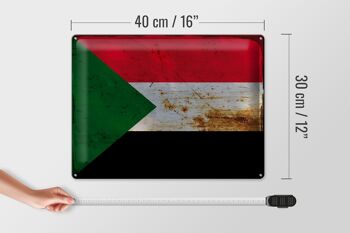 Signe en étain drapeau Soudan 40x30cm drapeau du Soudan rouille 4