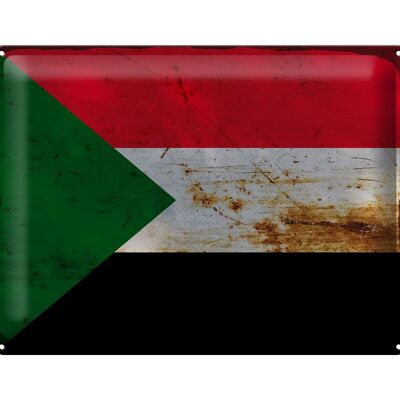 Targa in metallo Bandiera Sudan 40x30 cm Bandiera del Sudan Ruggine