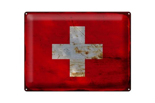 Blechschild Flagge Schweiz 40x30cm Flag Switzerland Rost
