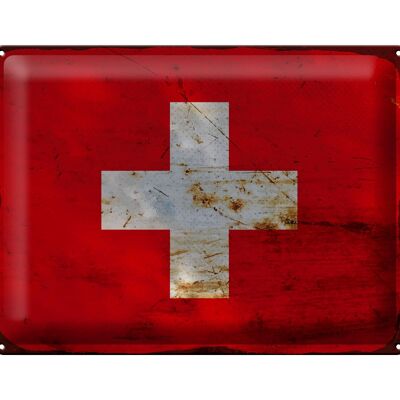 Targa in metallo Bandiera Svizzera 40x30 cm Bandiera Svizzera Ruggine