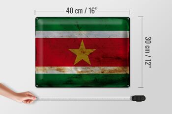 Signe en étain drapeau Suriname 40x30cm drapeau du Suriname rouille 4