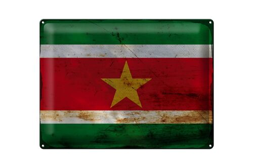Blechschild Flagge Suriname 40x30cm Flag of Suriname Rost