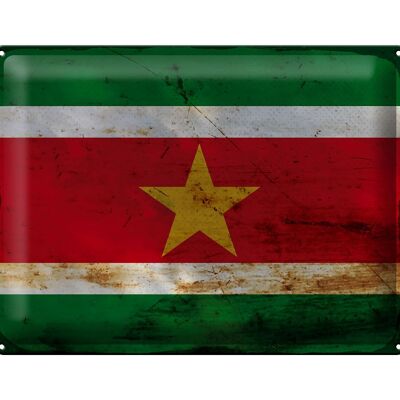 Blechschild Flagge Suriname 40x30cm Flag of Suriname Rost