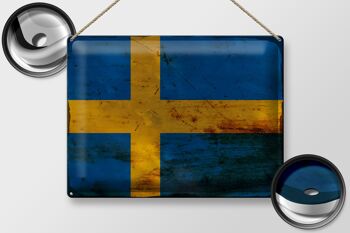 Panneau métallique drapeau de la Suède, 40x30cm, drapeau de la Suède rouille 2