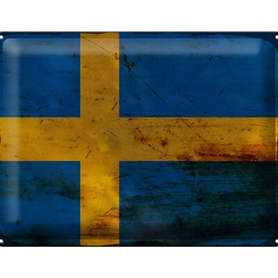 Targa in metallo Bandiera Svezia 40x30 cm Bandiera della Svezia Ruggine