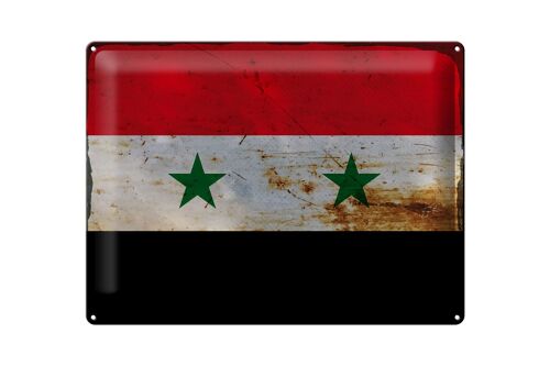 Blechschild Flagge Syrien 40x30cm Flag of Syria Rost