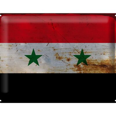 Targa in metallo Bandiera Siria 40x30 cm Bandiera della Siria Ruggine