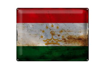 Panneau en tôle drapeau Tadjikistan 40x30cm Tadjikistan rouille 1