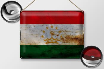 Panneau en tôle drapeau Tadjikistan 40x30cm Tadjikistan rouille 2