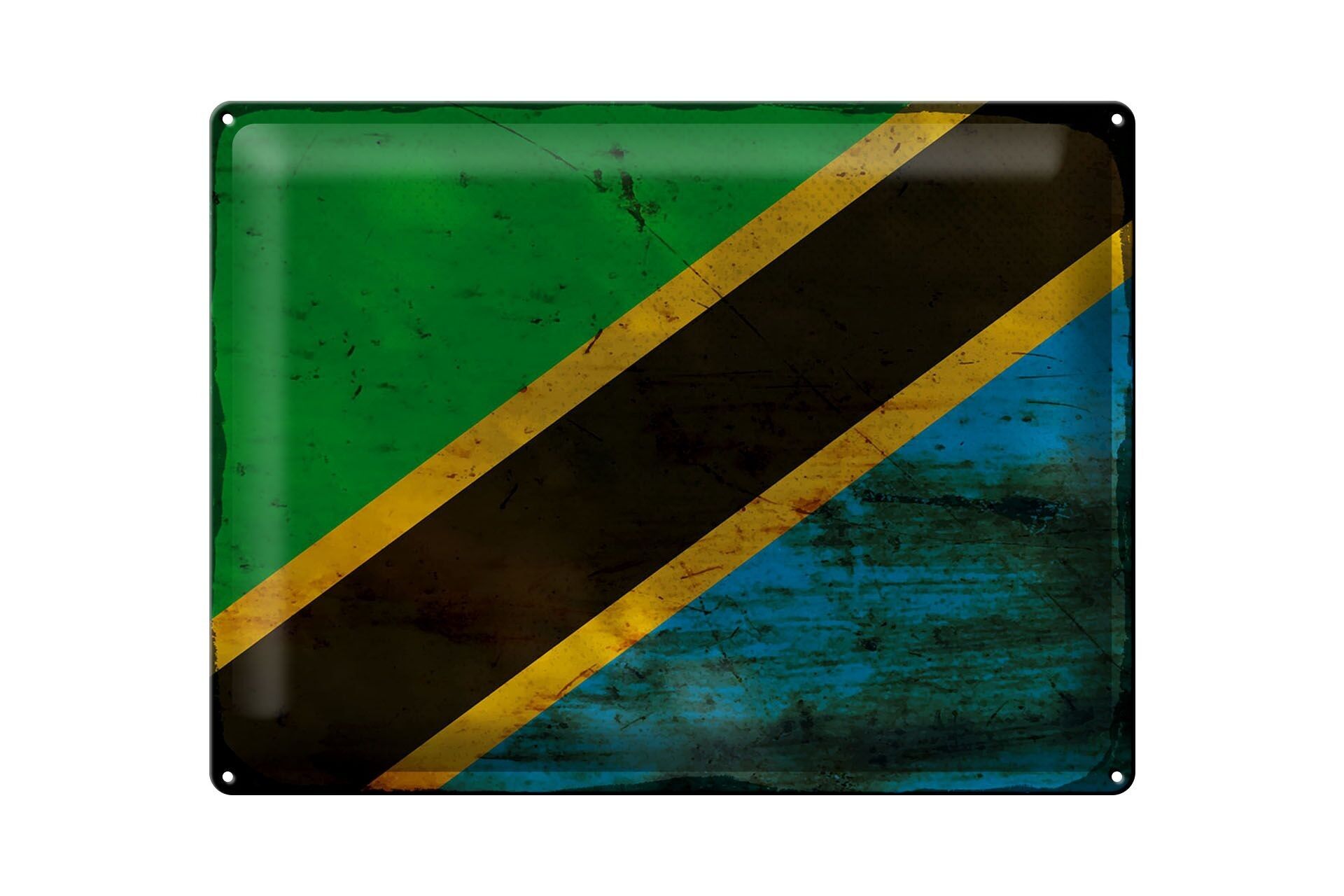 Targa in metallo Bandiera della Tanzania 40x30 cm Bandiera della Tanzania Ruggine