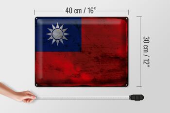 Drapeau de la Chine en étain, 40x30cm, drapeau de Taiwan rouille 4