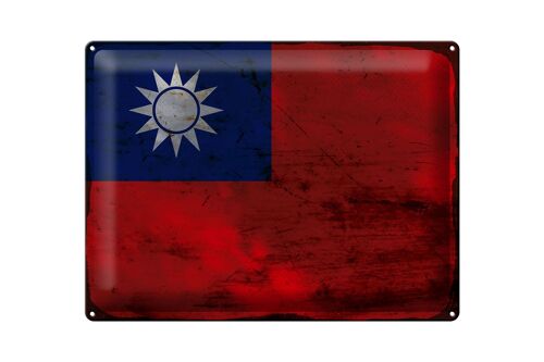 Blechschild Flagge China 40x30cm Flag of Taiwan Rost