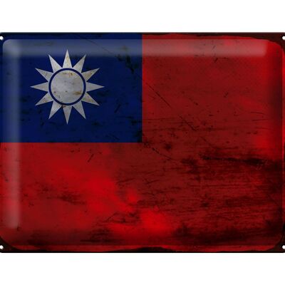 Blechschild Flagge China 40x30cm Flag of Taiwan Rost