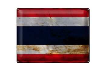 Drapeau de la Thaïlande en étain, 40x30cm, drapeau de la Thaïlande, rouille 1