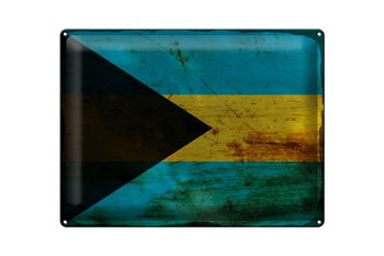 Signe en étain drapeau Bahamas 40x30cm drapeau des Bahamas rouille 1