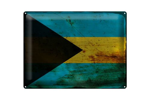 Blechschild Flagge Bahamas 40x30cm Flag of Bahamas Rost