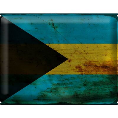 Blechschild Flagge Bahamas 40x30cm Flag of Bahamas Rost