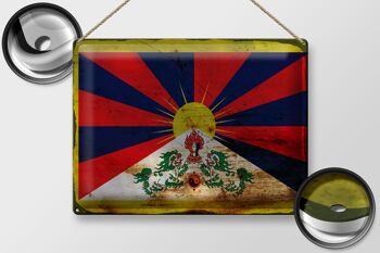 Signe en étain drapeau Tibet 40x30cm drapeau du Tibet rouille 2