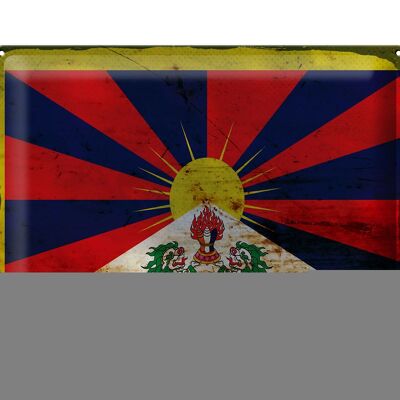 Blechschild Flagge Tibet 40x30cm Flag of Tibet Rost