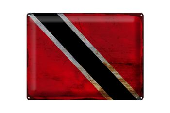 Signe en étain drapeau Trinité-et-Tobago 40x30cm, drapeau rouille 1