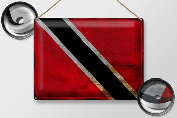 Signe en étain drapeau Trinité-et-Tobago 40x30cm, drapeau rouille 2