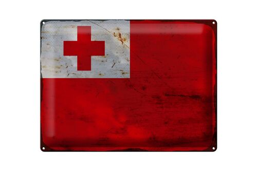 Blechschild Flagge Tonga 40x30cm Flag of Tonga Rost