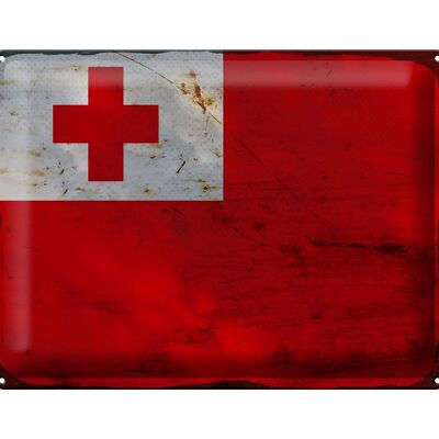 Blechschild Flagge Tonga 40x30cm Flag of Tonga Rost