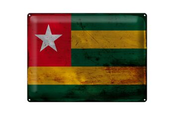 Panneau en tôle drapeau du Togo 40x30cm, drapeau du Togo rouille 1