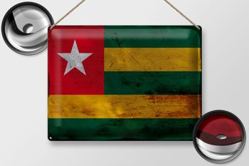 Panneau en tôle drapeau du Togo 40x30cm, drapeau du Togo rouille 2