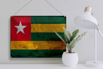 Panneau en tôle drapeau du Togo 40x30cm, drapeau du Togo rouille 3