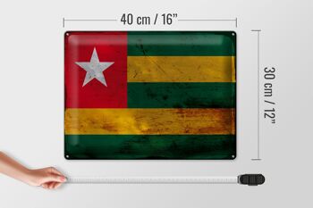 Panneau en tôle drapeau du Togo 40x30cm, drapeau du Togo rouille 4