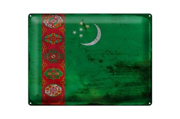 Signe en étain drapeau Turkménistan 40x30cm Turkménistan rouille 1