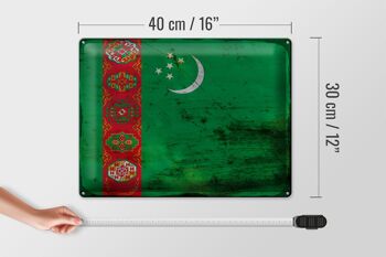 Signe en étain drapeau Turkménistan 40x30cm Turkménistan rouille 4