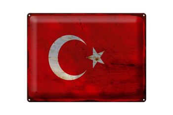 Panneau métallique drapeau Türkiye 40x30cm, drapeau de la Turquie rouille 1