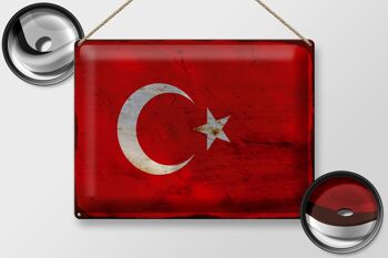 Panneau métallique drapeau Türkiye 40x30cm, drapeau de la Turquie rouille 2