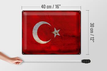 Panneau métallique drapeau Türkiye 40x30cm, drapeau de la Turquie rouille 4