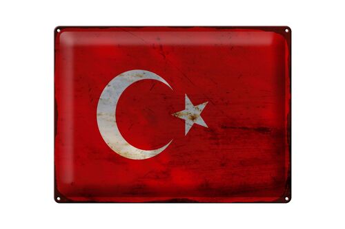 Blechschild Flagge Türkei 40x30cm Flag of Turkey Rost