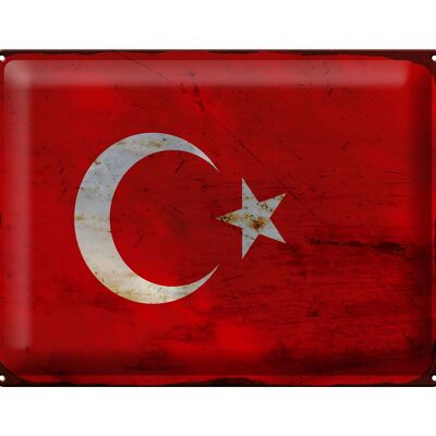 Targa in metallo Bandiera Türkiye 40x30 cm Bandiera della Turchia Ruggine