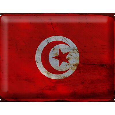 Blechschild Flagge Tunesien 40x30cm Flag of Tunisia Rost