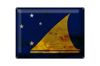 Signe en étain drapeau Tokelau 40x30cm drapeau des Tokelau rouille 1