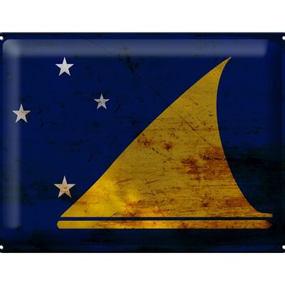 Targa in metallo Bandiera Tokelau 40x30 cm Bandiera di Tokelau Ruggine