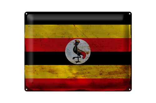 Blechschild Flagge Uganda 40x30cm Flag of Uganda Rost